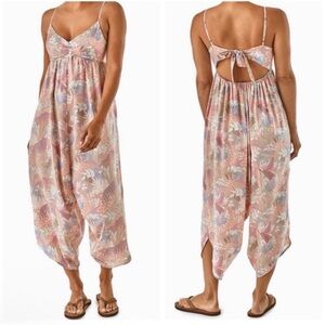 Patagonia Lost Wildflower Jumpsuit Bluff River Floral Pink Peach Lyocell S